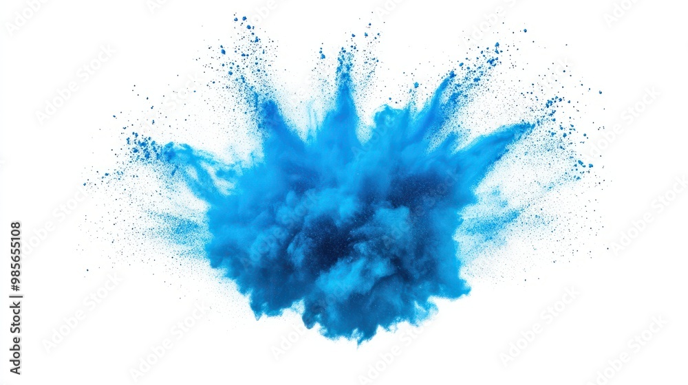 bright cyan blue holi paint color powder festival explosion burst isolated. white background. industrial print concept background transparent background bright cyan blue holi paint color powder festival explosion burst isolated. white background. industrial print concept background transparent background