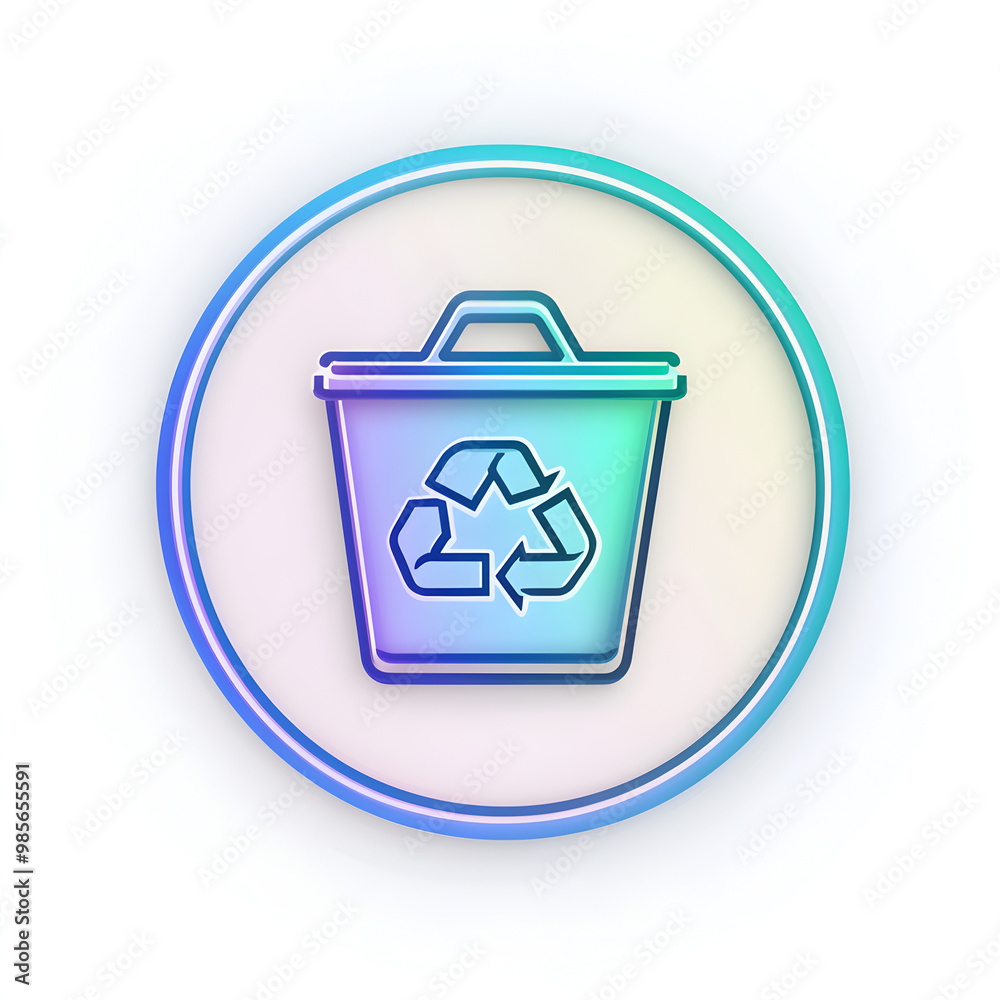 Recycling Trash Can Icon with Circular Gradient Design Recycling Trash Can Icon with Circular Gradient Design