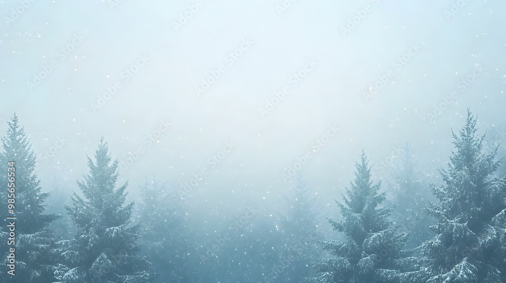 Soft Snowfall Over Serene Pine Forest Backdrop for Holiday Greetings Soft Snowfall Over Serene Pine Forest Backdrop for Holiday Greetings