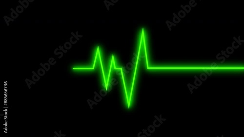 Pulse Trace, Monitor Ekg Neon Green Heart Beat Animation Background