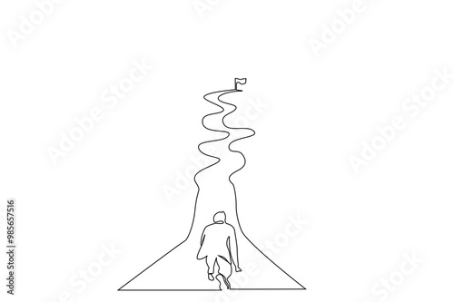 businessman road future career target path business life one line art design vector