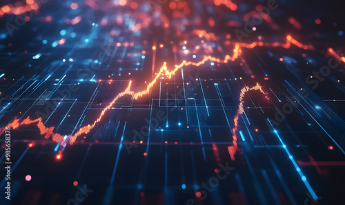 Futuristic Stock Market Chart with Glowing Data or Dynamic Financial Timeline for graphic background