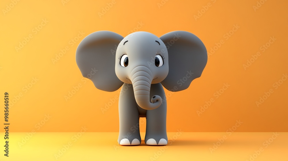 Cute cartoon baby elephant on a yellow background. Cute cartoon baby elephant on a yellow background.