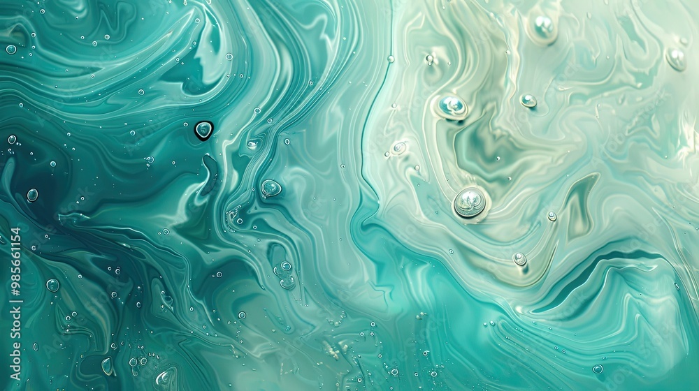 Liquid shapes in aqua and teal with glowing bubbles and soft splashes over a tropical gradient Liquid shapes in aqua and teal with glowing bubbles and soft splashes over a tropical gradient