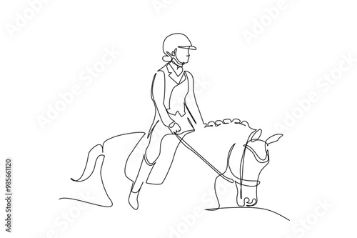 woman horse show sport ornament art one line art design vector