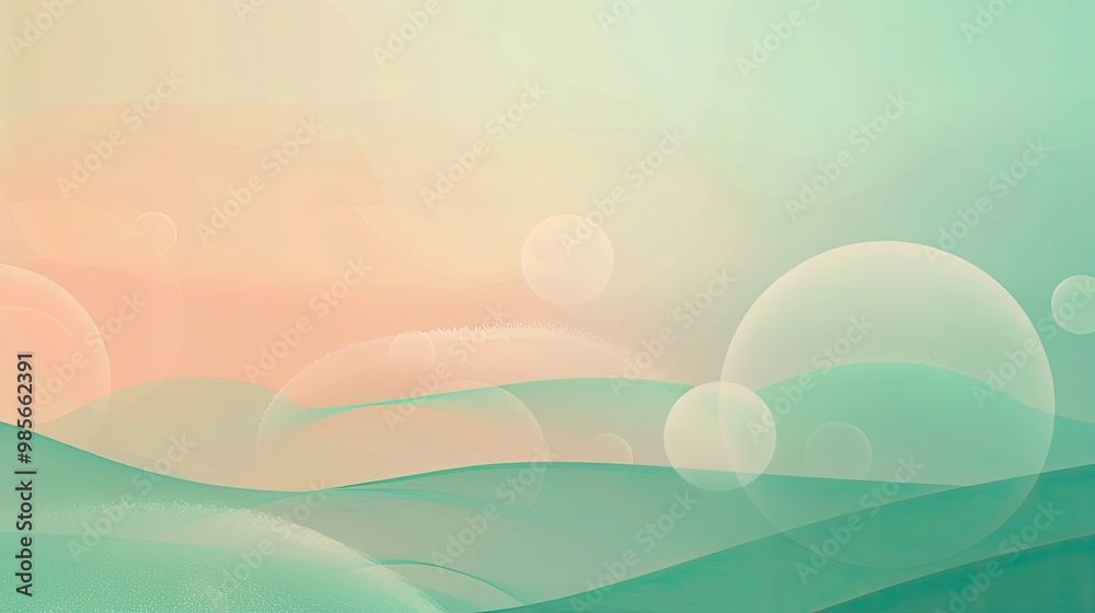 Minimalist summer backdrop with mint green to coral gradient and abstract circles Minimalist summer backdrop with mint green to coral gradient and abstract circles
