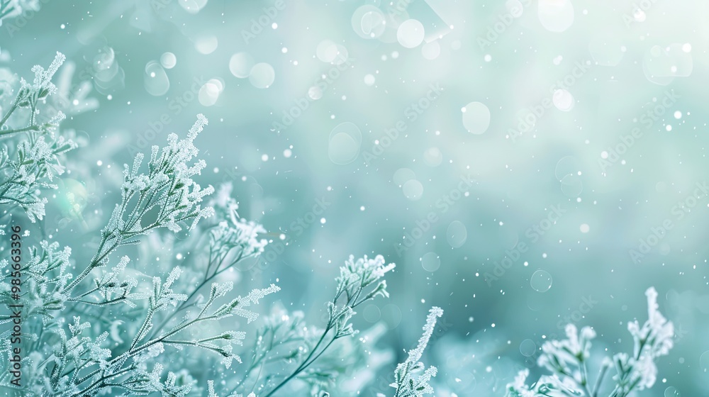 Mint green to pale blue wallpaper with swirling frost patterns and subtle bokeh effects