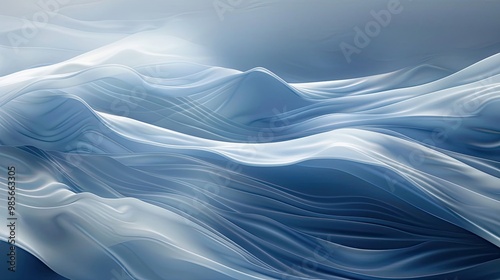 Winter wallpaper with flowing wave patterns and glowing light on an indigo-silver gradient