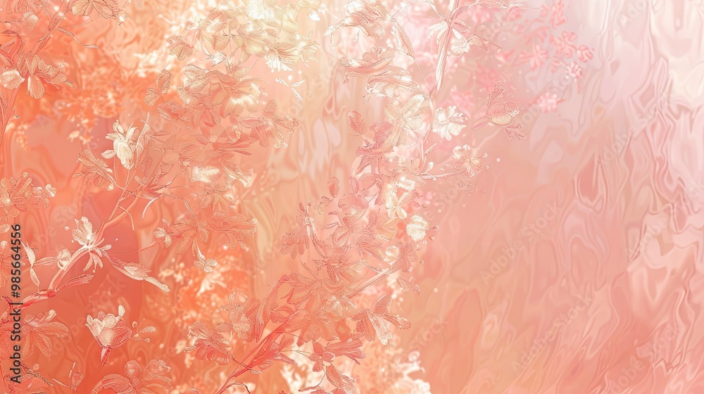 Fototapeta premium Abstract backdrop with warm apricot to pink gradient and light refractions