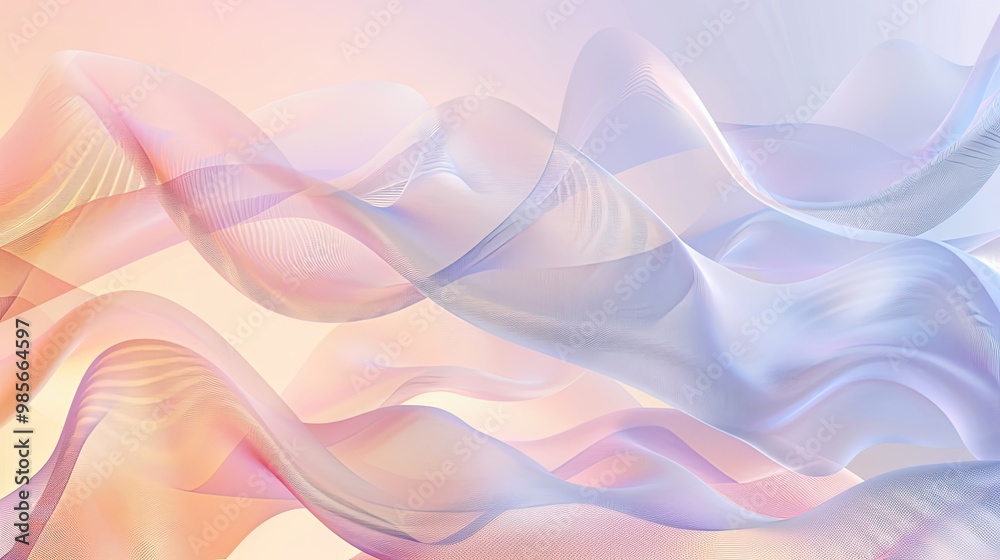 Spring background with periwinkle and peach gradient and wavy lines mimicking breezes Spring background with periwinkle and peach gradient and wavy lines mimicking breezes