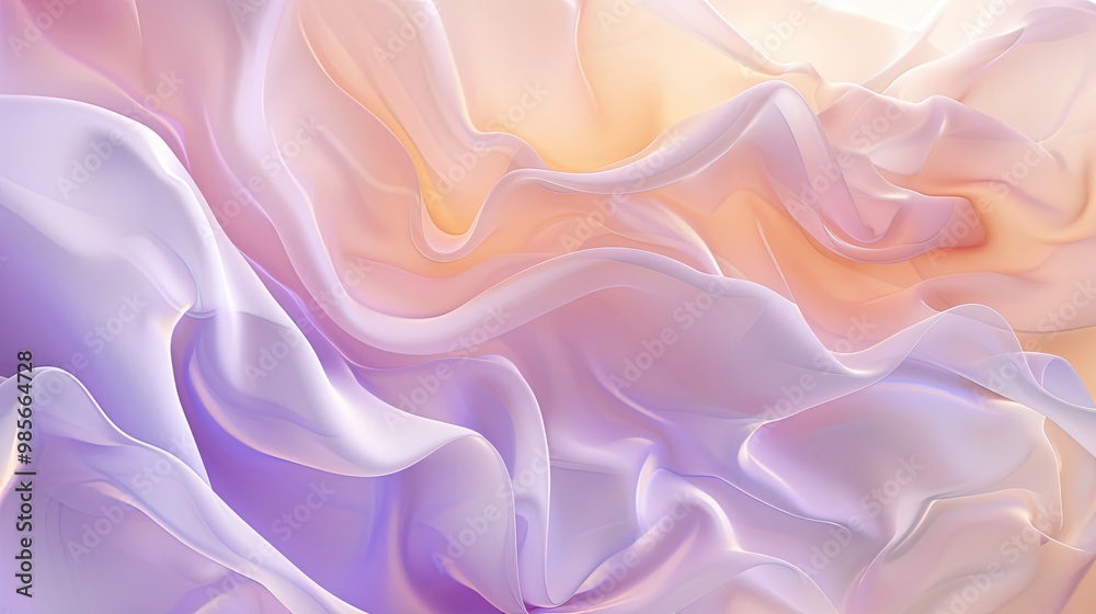 Obraz premium Lavender to peach gradient wallpaper with velvety organic shapes and light