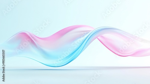 Wallpaper Mural A soft, flowing wave design in pastel pink and blue hues against a light background, evoking tranquility and modern aesthetics. Torontodigital.ca