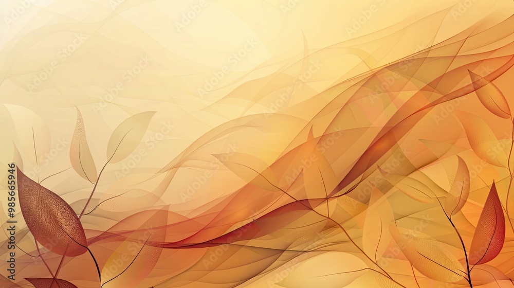 Autumn wallpaper with a gradient from gold to brown featuring soft lines and leaf details for a peaceful background Autumn wallpaper with a gradient from gold to brown featuring soft lines and leaf details for a peaceful background