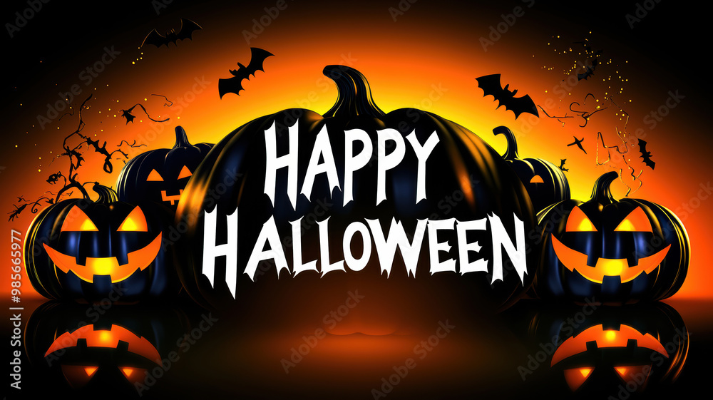 Halloween Greeting Written on Pumpkins