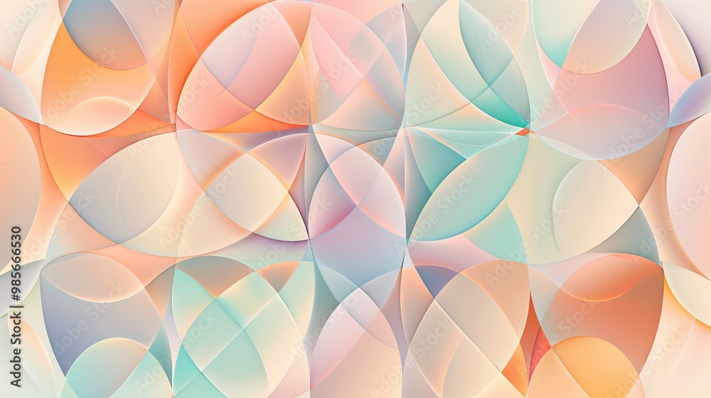 A modern summer backdrop with intricate interlocking shapes in peach and lavender A modern summer backdrop with intricate interlocking shapes in peach and lavender