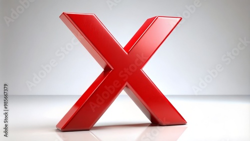**A blood-red strike-through scars the pure canvas**, a declaration of rejection and disapproval. Sharp and unyielding,