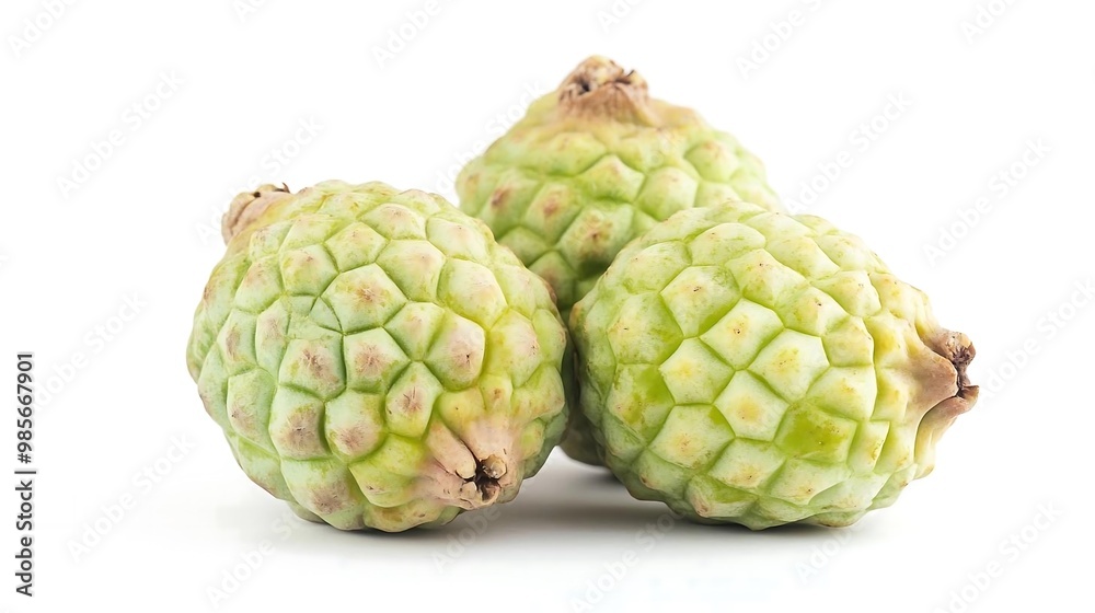 Fototapeta premium Fresh Green Sugar Apple Fruit Isolated on White Background