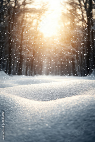 Serene Winter Scene with Snowflakes