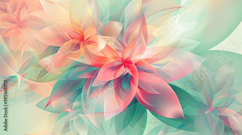 Dynamic wallpaper with bright colors and swirling patterns of polygons and petals