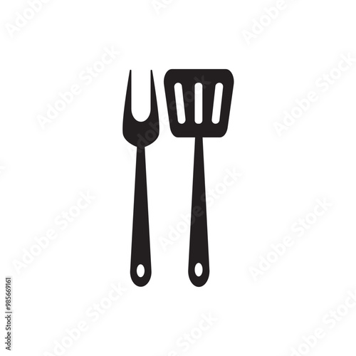 Grill fork icon logo design template isolated