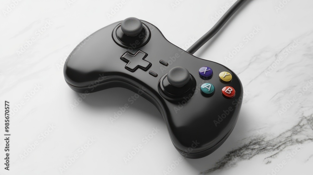 Black gamepad controller for gaming on a white background. Black gamepad controller for gaming on a white background.