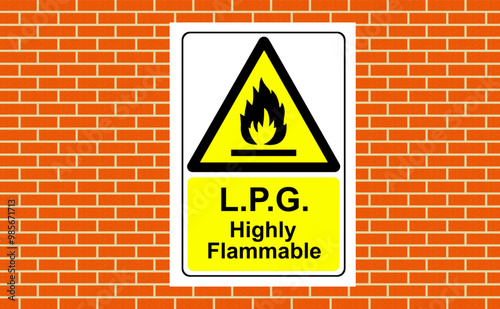 LPG highly flammable sign on a wall