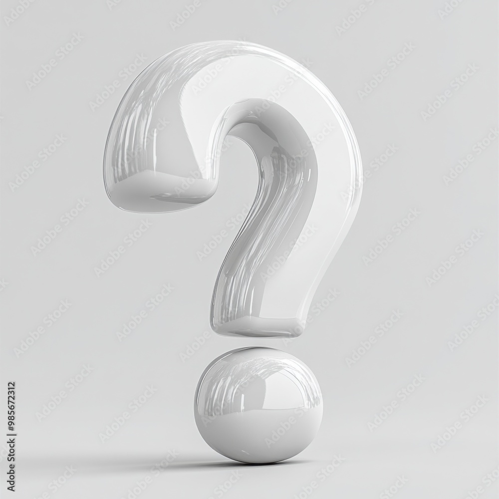 Question mark, 3D question mark. Large white question mark. Question mark, 3D question mark. Large white question mark.
