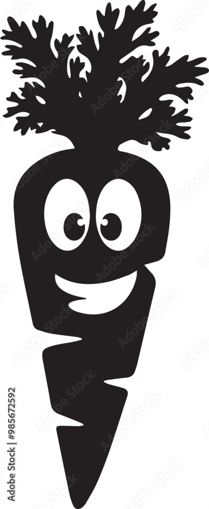 Obraz premium Happy Carrot Character with Big Eyes and Cheerful Smile, Bringing a Fun Twist to Vegetables.