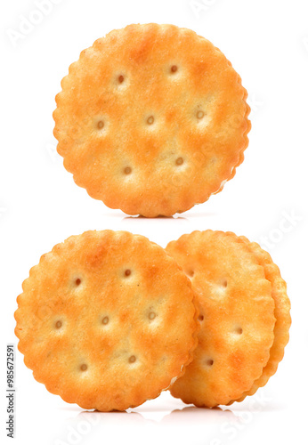 vanilla sandwich cookies on white background