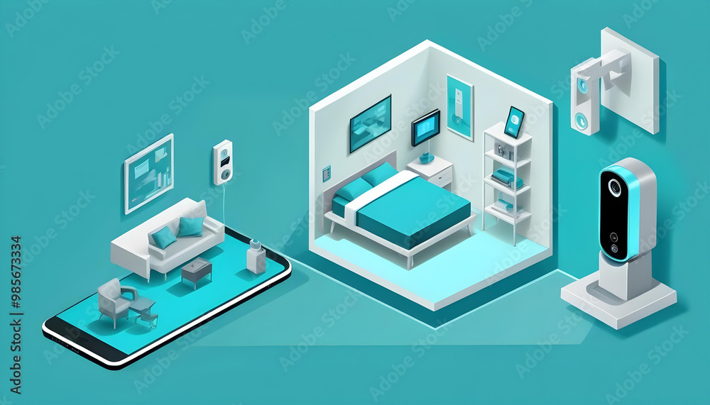 modern minimalist isometric smart home connected electronic modern minimalist isometric smart home connected electronic