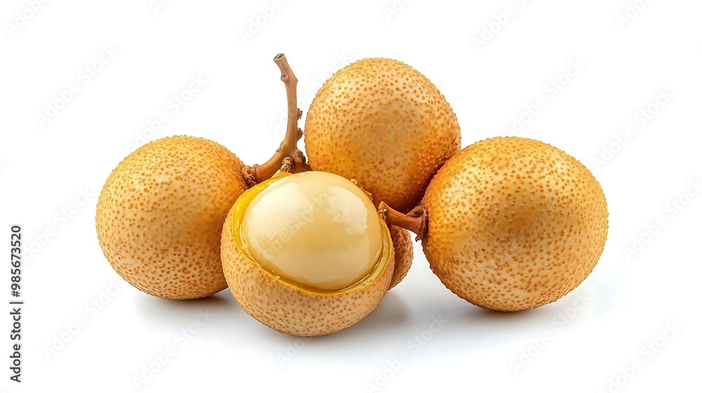 Fototapeta premium Fresh Longan Fruit Isolated on White Background