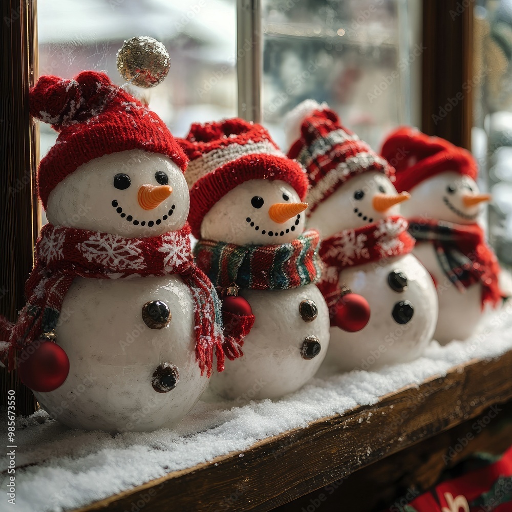 Fototapeta premium View of snowmen for christmas celebrations