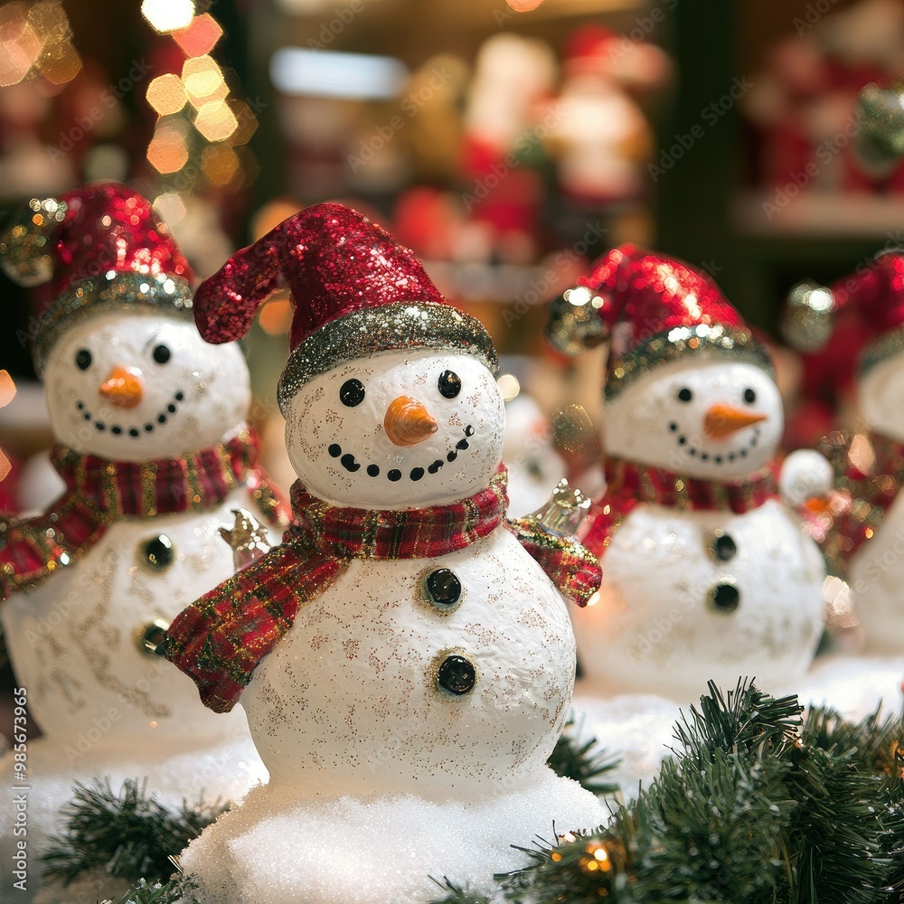 View of snowmen for christmas celebrations