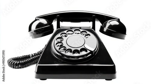 PNG. Vintage rotary dial telephone illustration transparent background photo