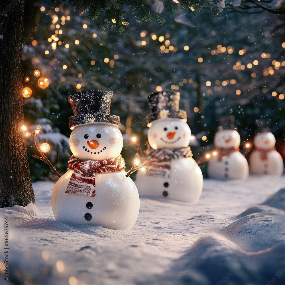 Obraz premium View of snowmen for christmas celebrations