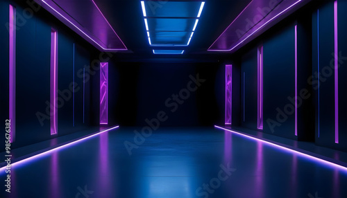 Wallpaper Mural futuristic neon gamer corridor glowing lines background Torontodigital.ca