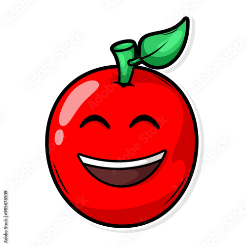 Funny doodle fruit cartoon with cute expression