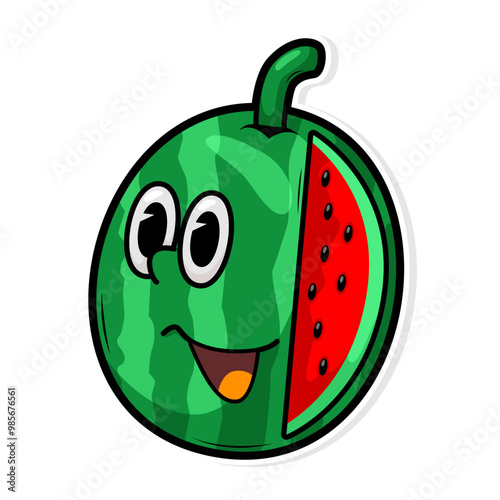 Funny doodle fruit cartoon with cute expression