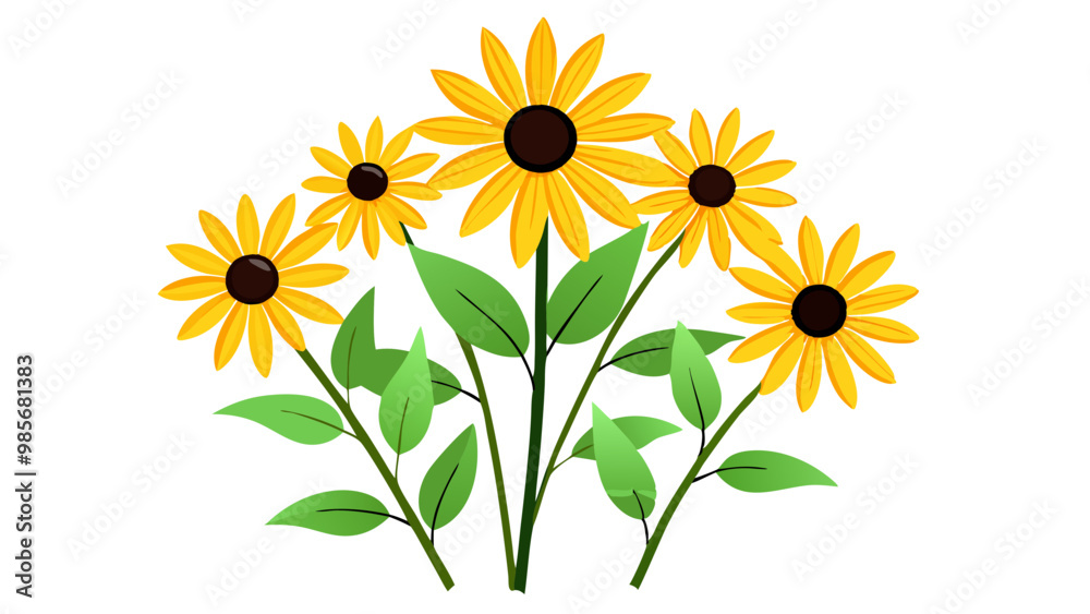 Illustration of Black-Eyed Susan Flower, Vibrant Black-Eyed Susan Vector Illustration - Radiant Yellow Petals with a Dark Center, Perfect for Summer and Wildflower Themes Illustration of Black-Eyed Susan Flower, Vibrant Black-Eyed Susan Vector Illustration - Radiant Yellow Petals with a Dark Center, Perfect for Summer and Wildflower Themes