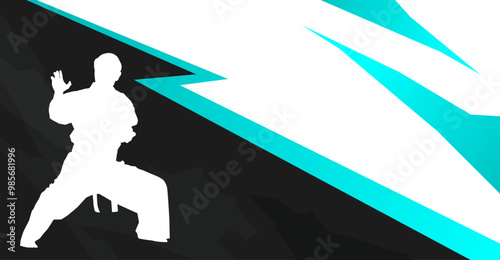 vector silhouette of a martial arts athlete on a sporty background, a design with a wrestling sports concept