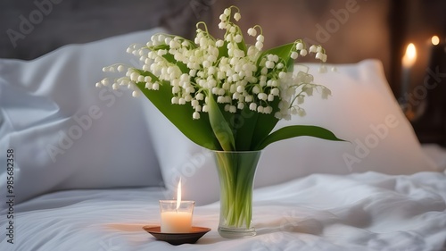 lily of the valley on the bed