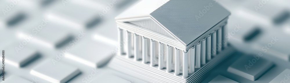 Obraz premium A miniature model of a classical building on a soft background, symbolizing architecture, history, and cultural heritage.