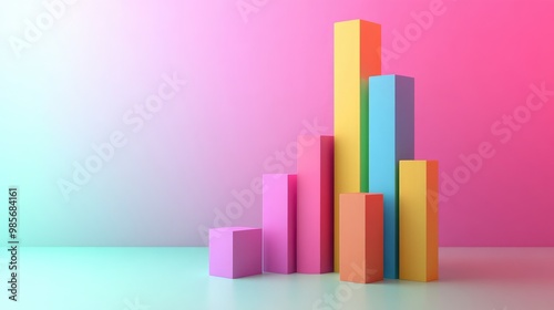 Colorful 3D bar chart against a gradient background. Free Download Colorful 3D bar chart against a gradient background. - GFXLoad