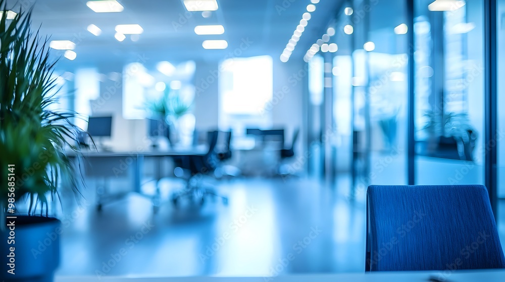 Serene Blue-Toned Abstract Office Space with Minimalist Design Serene Blue-Toned Abstract Office Space with Minimalist Design