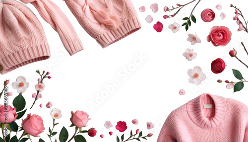  blossom vision blushing sweater soul whimsical feminine rosy adorning hat woman pink hat pink sweater feminine whimsical creative imaginative artistic fashion style elegance dreamy beauty trendy