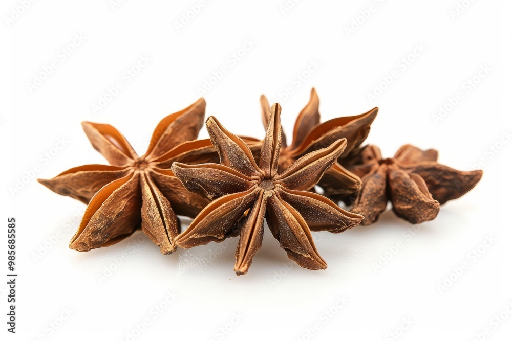 A fresh Anise and Anise Power isolated on white A fresh Anise and Anise Power isolated on white