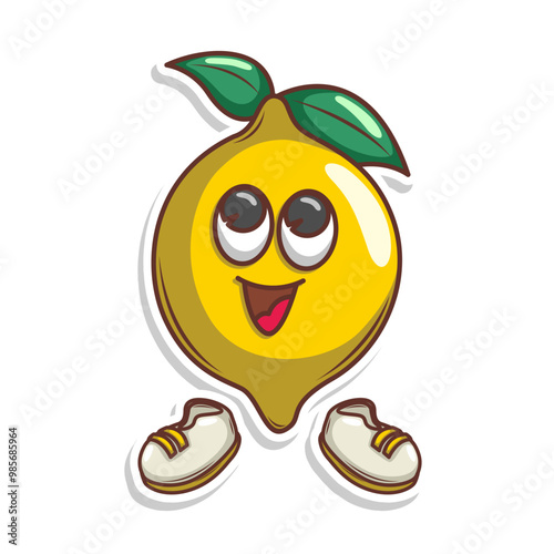 Funny doodle fruit cartoon with cute expression