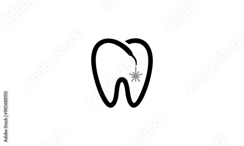 a graphic image with laser dentistry theme, white background. vector graphic base.