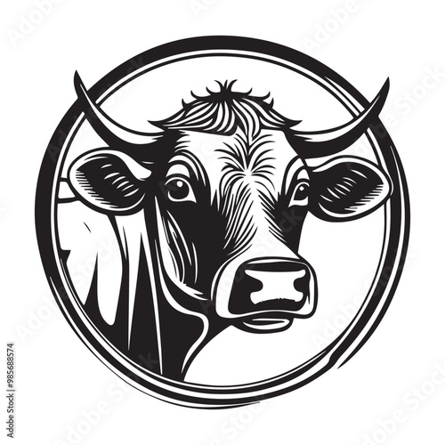 cow Animal logo Isolated Black on White background