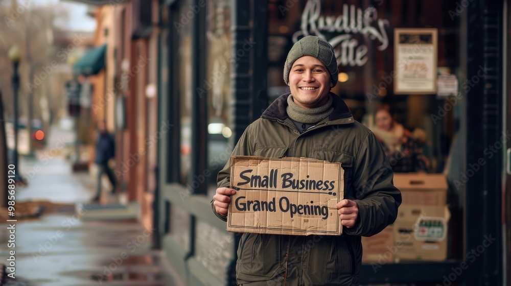 Grand Opening of a Small Business on a Busy Street Grand Opening of a Small Business on a Busy Street